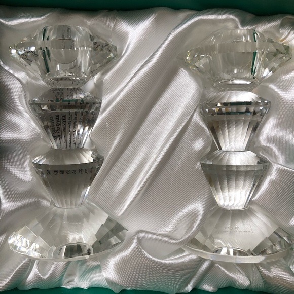 SIMON DESIGN Crystal Candlesticks Pair - New!! 4” - Picture 4 of 5